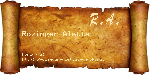 Rozinger Aletta névjegykártya